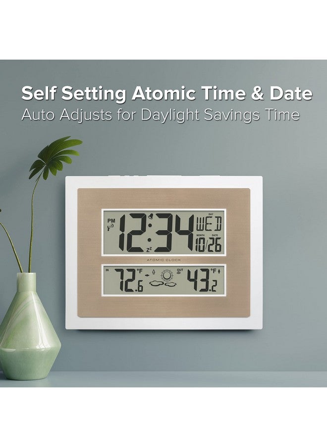 La Crosse Technology 512-14937-INT Atomic Digital Wall Clock with Temperature & Forecast in White/Champagne - Image 4