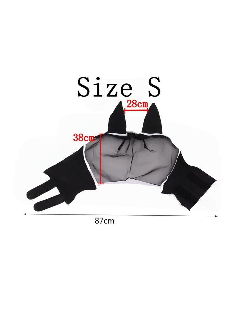 Generic 1-Piece Mesh Breathable Fly and Mosquito Prevention Horse Mask,Elastic UV Protection Mask,Size S,Colour Black - Image 3