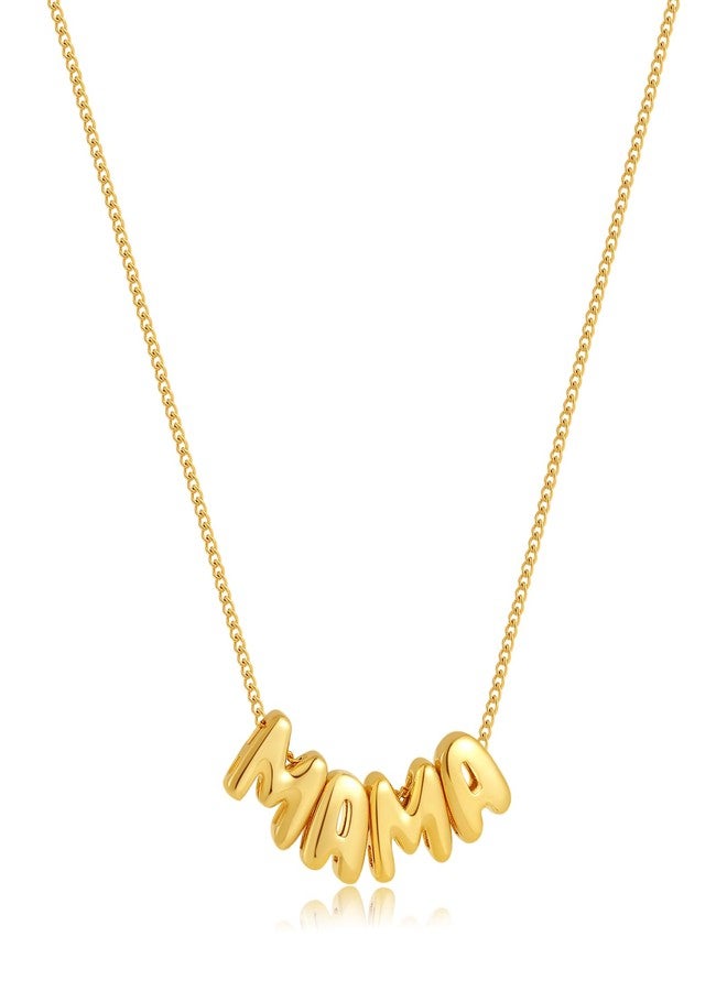 SLOONG Mama Necklace for Women, Mother's Day Gift for Mom Letter Necklace 18K Gold Plated Dainty Mother and Daughter Matching Gift for New Mom Boyfriends Mama (Gold) - Image 2