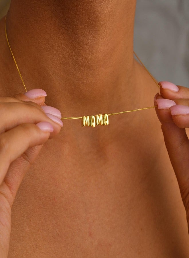 SLOONG Mama Necklace for Women, Mother's Day Gift for Mom Letter Necklace 18K Gold Plated Dainty Mother and Daughter Matching Gift for New Mom Boyfriends Mama (Gold) - Image 4
