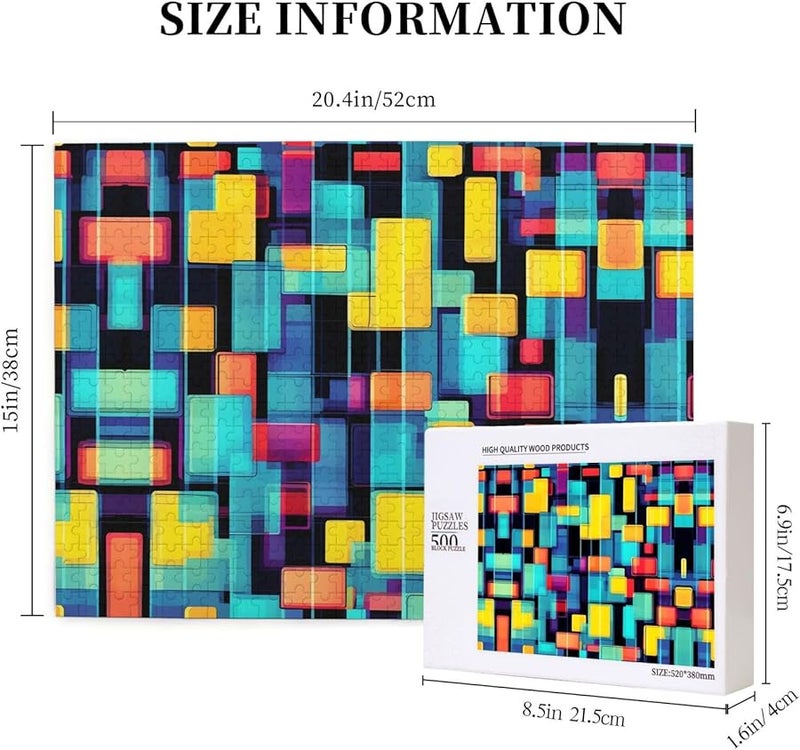 Phayah Square Geometry Jigsaw Puzzle 500 Pieces For Adults Home Decor 20 4 X 15 Inches - Image 5