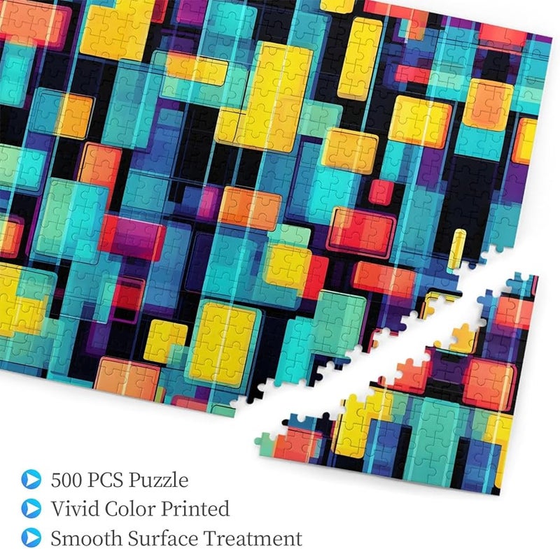Phayah Square Geometry Jigsaw Puzzle 500 Pieces For Adults Home Decor 20 4 X 15 Inches - Image 3
