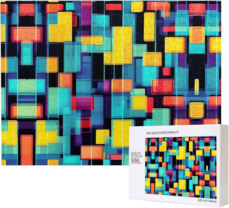 Phayah Square Geometry Jigsaw Puzzle 500 Pieces For Adults Home Decor 20 4 X 15 Inches - Image 2