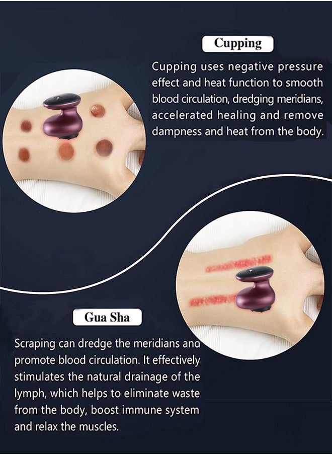 Electric Guasha Massager 4 in 1 Smart Cupping and Scraping Therapy Set Dynamic Gua Sha Device 5 Levels of Suction and Temperatures Suitable for Neck Shoulder Back Leg and Body Massage