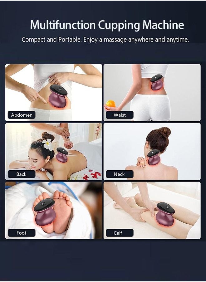 Electric Guasha Massager 4 in 1 Smart Cupping and Scraping Therapy Set Dynamic Gua Sha Device 5 Levels of Suction and Temperatures Suitable for Neck Shoulder Back Leg and Body Massage