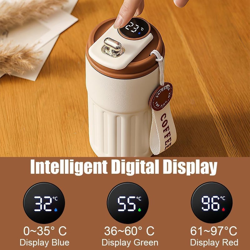 Kresal Coffee Thermos with Temperature Display Smart Travel Coffee Mug Portable Hot and Cold Coffee Thermos Stainless Steel LeakProof Travel Coffee Insulated Cup 450ML Multicolor - Image 4