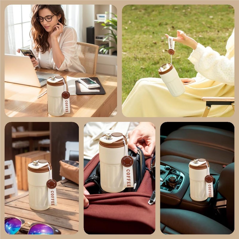 Kresal Coffee Thermos with Temperature Display Smart Travel Coffee Mug Portable Hot and Cold Coffee Thermos Stainless Steel LeakProof Travel Coffee Insulated Cup 450ML Multicolor - Image 5