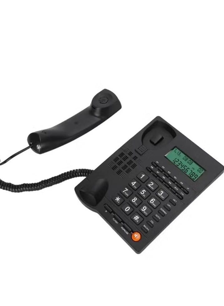 Corded Landline Phone with Big Button, Home Office Phone with Caller ID, Handsfree Speakerphone, LED Display, Speed ​​Dial Black PS-4728