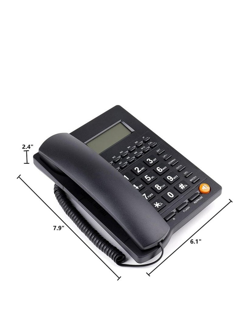 Corded Landline Phone with Big Button, Home Office Phone with Caller ID, Handsfree Speakerphone, LED Display, Speed ​​Dial Black PS-4728