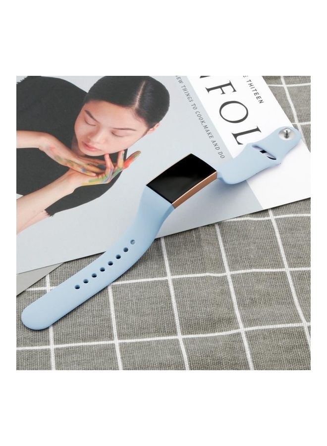 NIBEMINENT Replacement Solid Colour Silicone Strap Band For Fitbit Charge 3 22mm Blue - Image 4