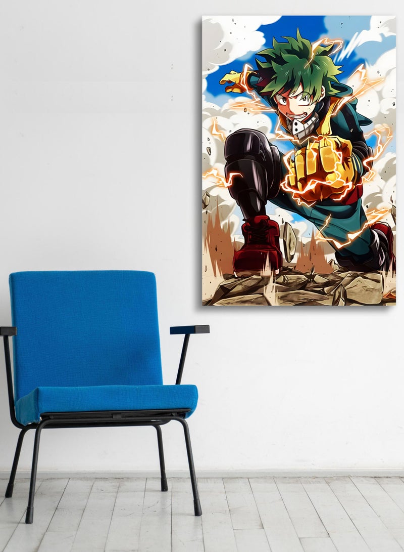 مودكلاس لوحة جدارية كانفس بإطار خشبي انمي ماي هيرو أكاديميا ميدوريا - Image 1