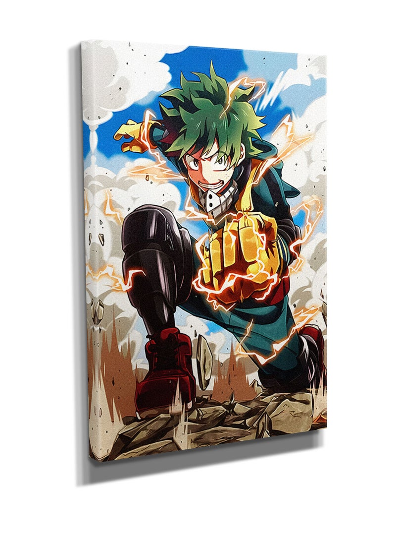 مودكلاس لوحة جدارية كانفس بإطار خشبي انمي ماي هيرو أكاديميا ميدوريا - Image 3