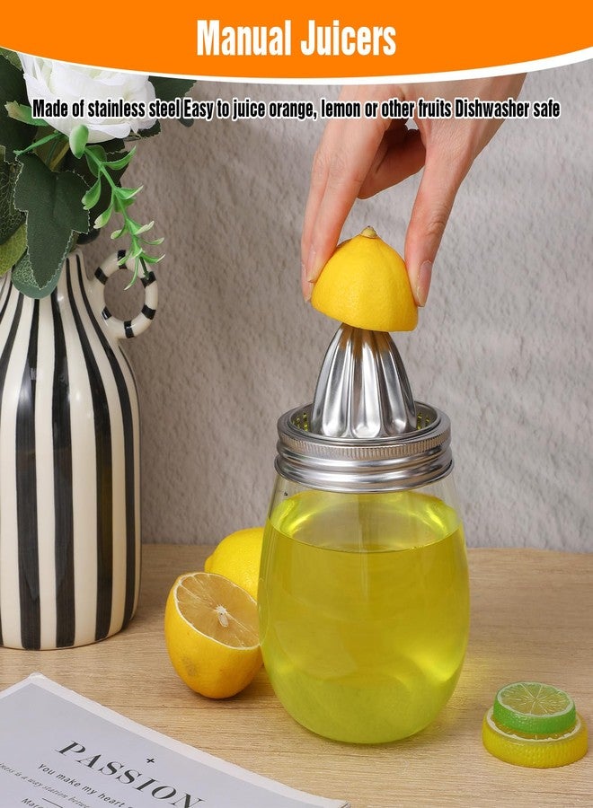 PercyEffie 4 Pcs Mason Jar Juicer Lid 304 Stainless Steel Citrus Reamer Manual Citrus Squeezerr Juicers lids for Wide Mouth Accessories Supplies,Orange Grapefruit Lemon Juicer Hand Squeezer Top drinking lids - Image 3