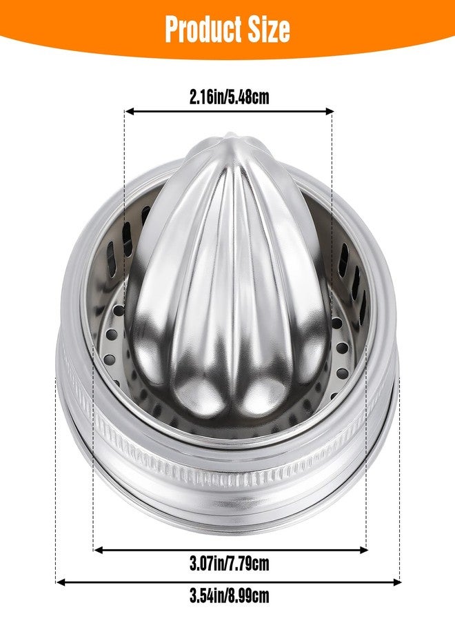 PercyEffie 4 Pcs Mason Jar Juicer Lid 304 Stainless Steel Citrus Reamer Manual Citrus Squeezerr Juicers lids for Wide Mouth Accessories Supplies,Orange Grapefruit Lemon Juicer Hand Squeezer Top drinking lids - Image 2