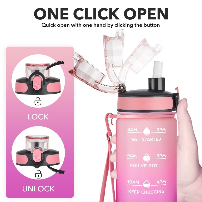 Enerbone 24 oz Water Bottle, Leakproof BPA & Toxic Free, Motivational Water Bottle with Times to Drink and Straw, Fitness Sports Water Bottle with Strap for Office, Gym, Outdoor Sports - Image 3