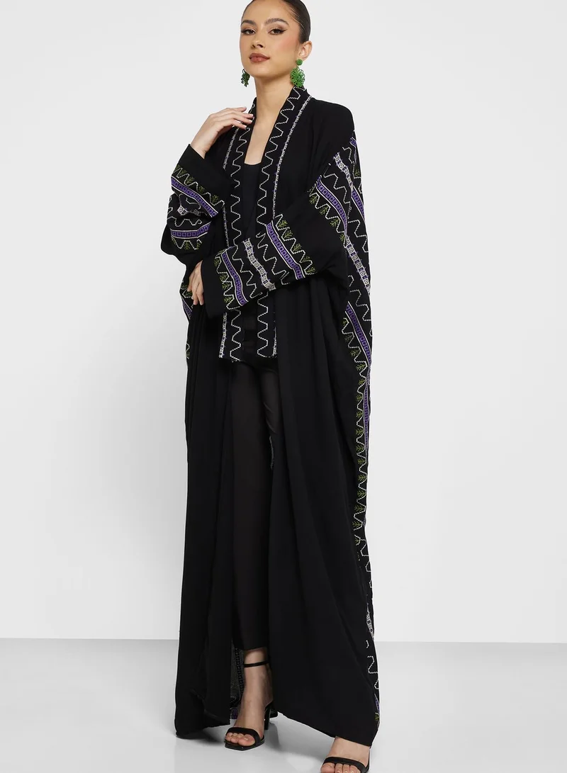 hayas closet Wide Sleeve Embroidered Abaya