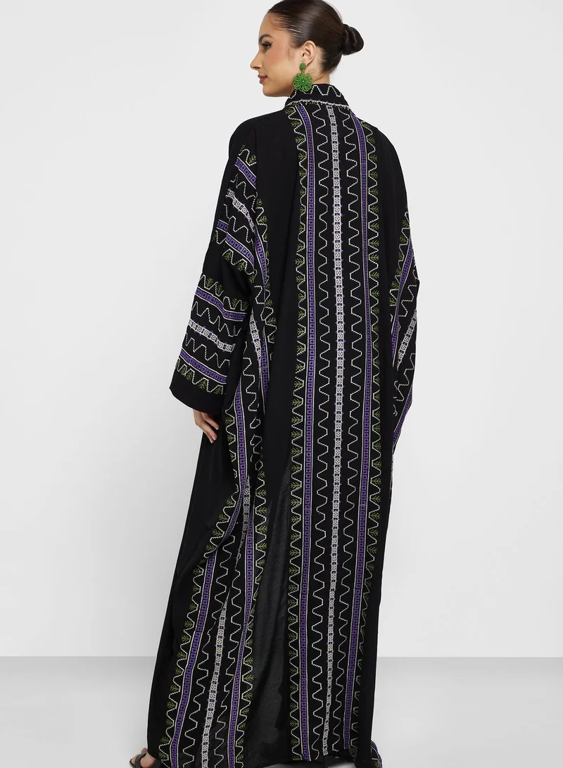 hayas closet Wide Sleeve Embroidered Abaya