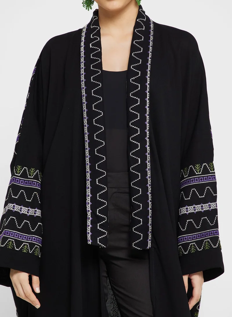hayas closet Wide Sleeve Embroidered Abaya