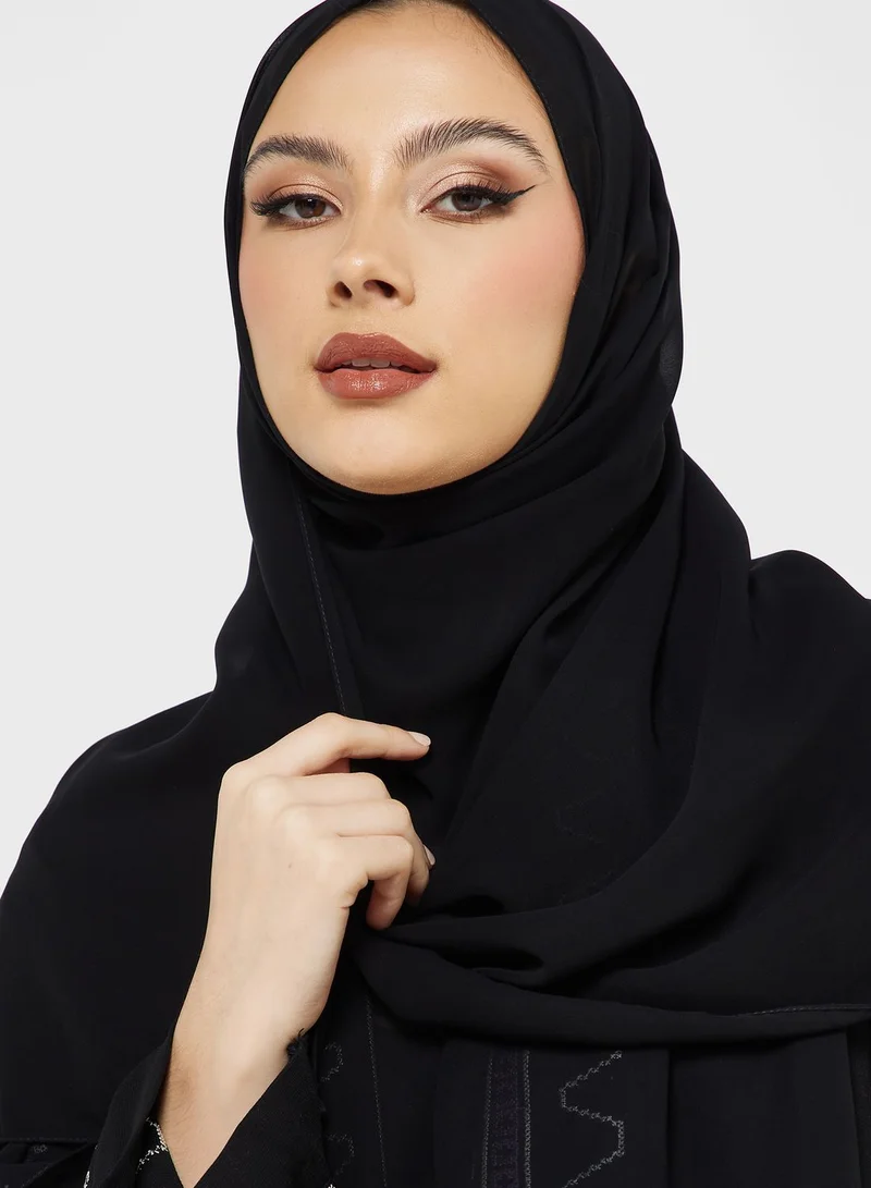 hayas closet Wide Sleeve Embroidered Abaya