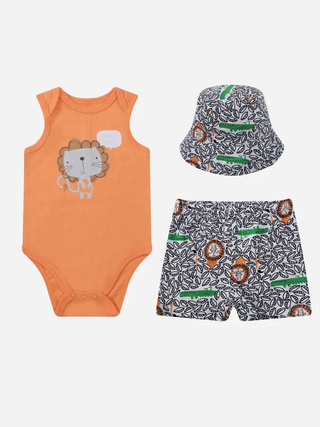Mothers Choice Pack of 3 - Baby Bodysuit and Shorts with Sun Hat