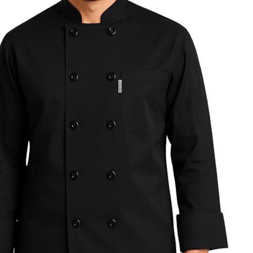 uniformer Full Sleeves Chef Coat for Men | Double-Breasted Chef Coat With Reversible Closure | Comfortable & Stylish | Easy Care & Breathable | Ideal for Chefs, Cooks, and Kitchen Staff (Black_2XL) - Image 5