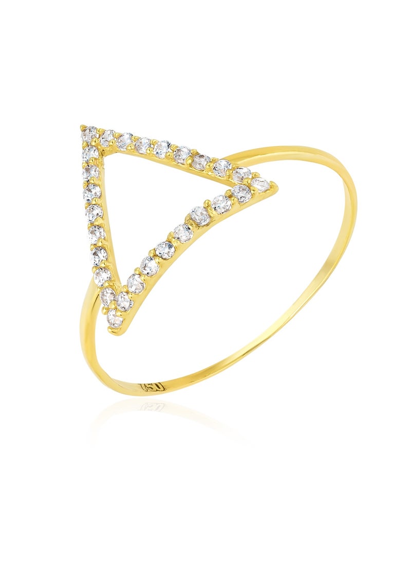 Hamsa.ae 18K Pure Gold Triangle Zircon Stone Ring Size 8  - Image 2
