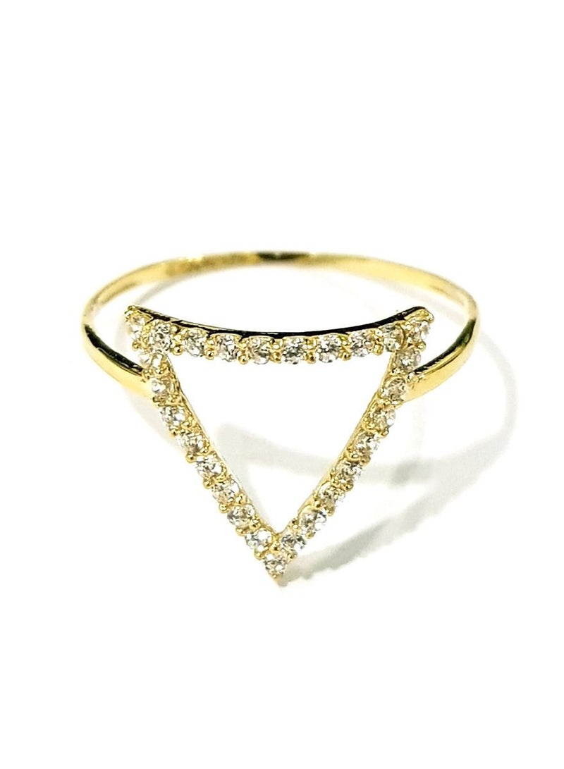 Hamsa.ae 18K Pure Gold Triangle Zircon Stone Ring Size 8  - Image 1