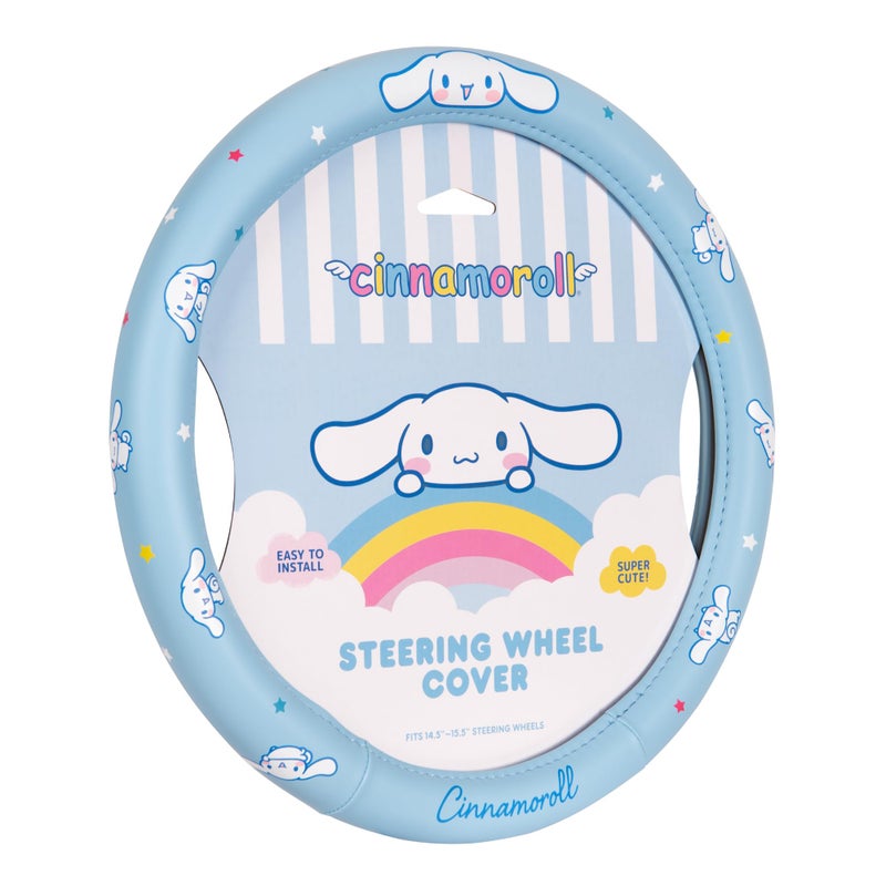 Sanrio Hello Kitty and Friends Cinnamoroll Blue Car Steering Wheel Cover Universal Fit Cute Accessories for Women Stylish Decor Gifts Hello Kitty Car Accessories Fits Standard Wheels 14515
