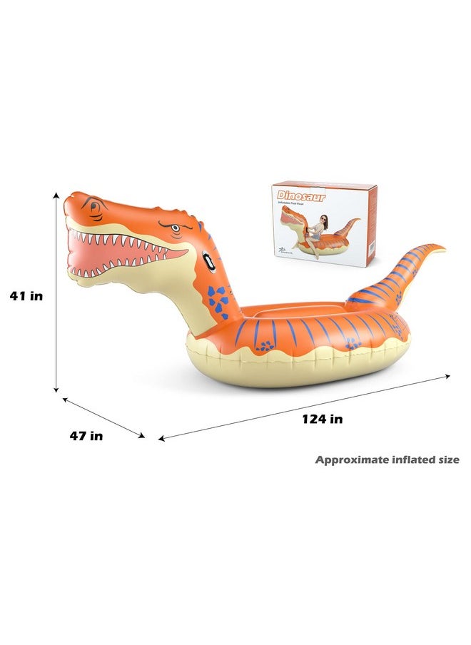 Jasonwell - Inflatable Dinosaur Pool Float For Boys Girls Adults 124'' Giant T-Rex Floatie Summer Beach Swimming Pool Inflatables Ride On Party Pool Toys Raft Lounge Kids Tyrannosaurus Rex Toys - Image 1