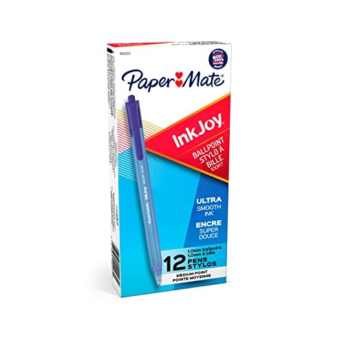 Paper Mate InkJoy 100RT Retractable Ballpoint Pens, Medium Point, Blue, Box of 12 - Image 1