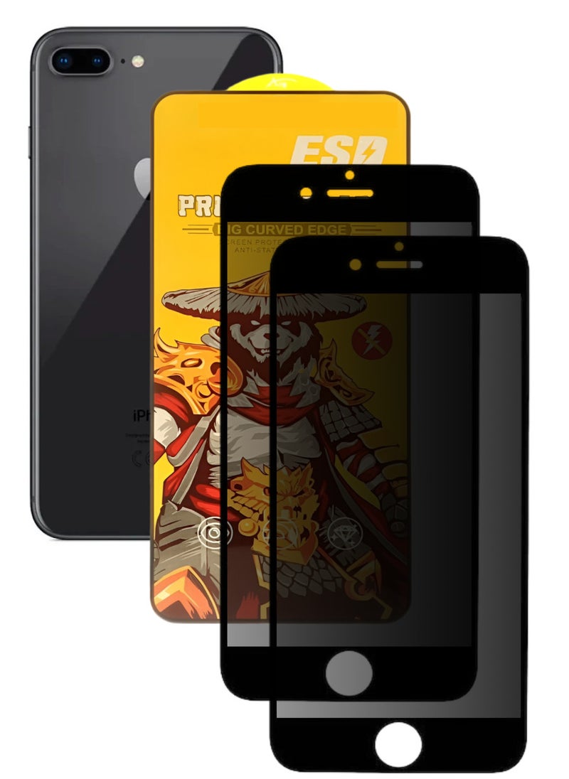 ESD 2 Pieces Tempered Dustproof Privacy Glass Screen Protector Compatible For iPhone 8 Plus - Image 1