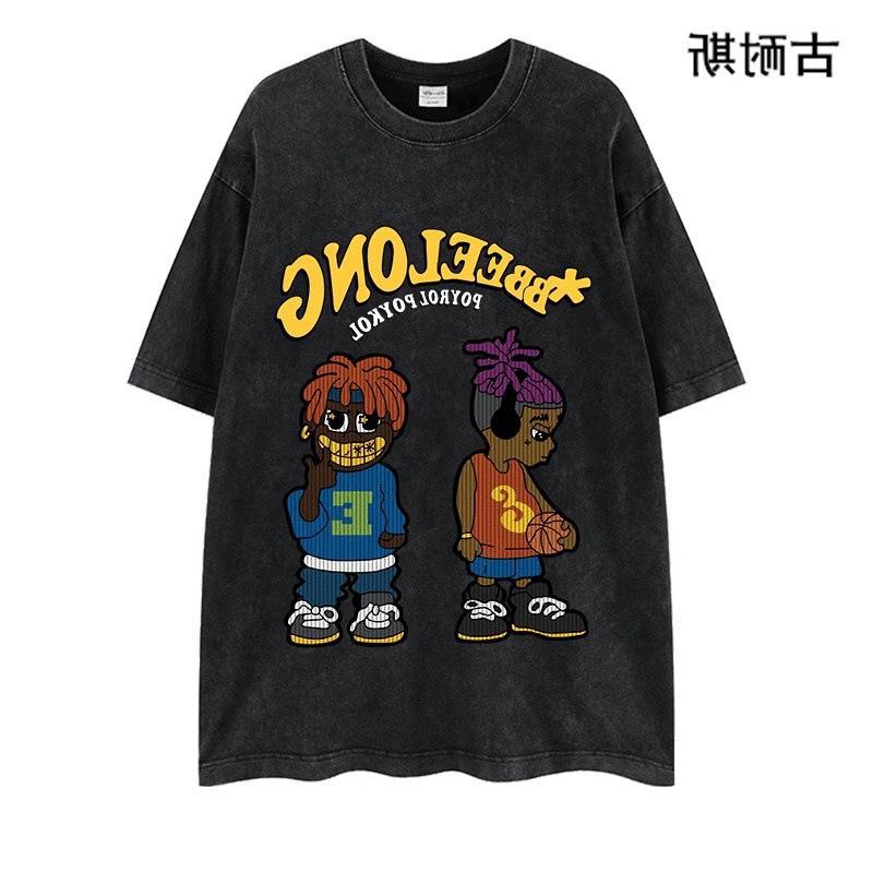 American Washing Old Tide Brand Loose Short Sleeve T-Shirt Men'S Summer T-Shirt Ins Trend - Image 3