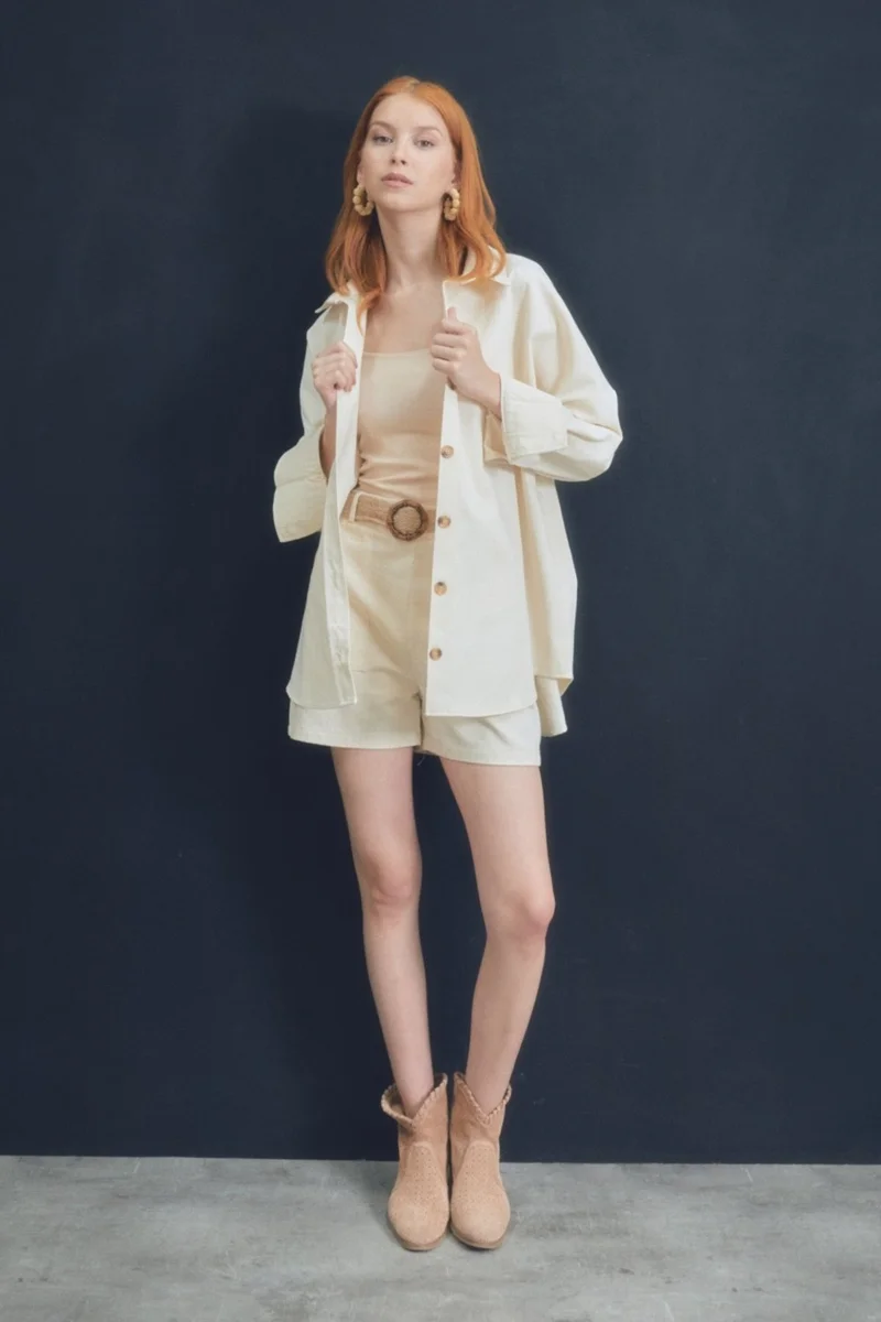 فولامودا Belted Pocket Linen Shorts
