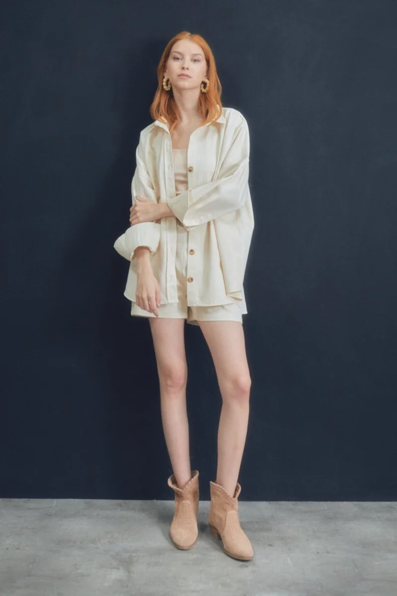 فولامودا Belted Pocket Linen Shorts
