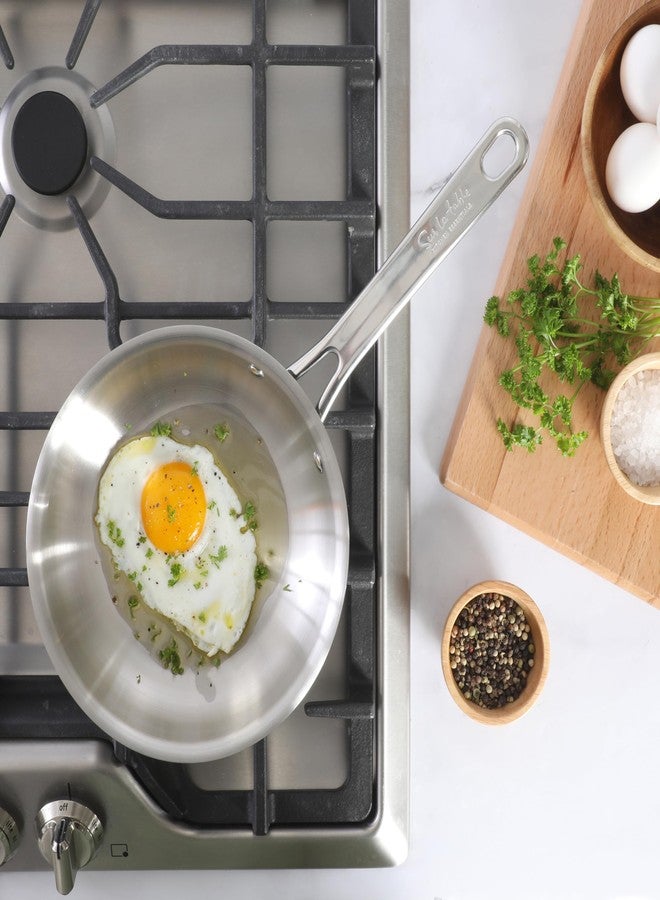 Sur La Table Kitchen Essentials Chef's Deck 8-Inch Stainless Steel Frying Pan – Induction Ready Skillet with Tri-Ply Base, Polished Finish & Hollow Stay-Cool Handle - Image 2