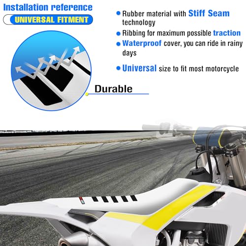 MCHMFG Motorcycle Universal Seat Cover Non-Slip Rubber Striped Gripper Soft Stamp for CRF WR WRF RMZ YZF SXF EXC EXC XC SX CR KLX Dirt Pit Bike Motocross Off Road Motorbike (White) - Image 5