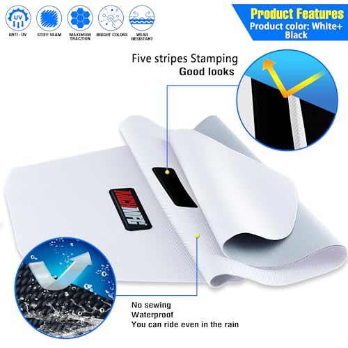 MCHMFG Motorcycle Universal Seat Cover Non-Slip Rubber Striped Gripper Soft Stamp for CRF WR WRF RMZ YZF SXF EXC EXC XC SX CR KLX Dirt Pit Bike Motocross Off Road Motorbike (White) - Image 3