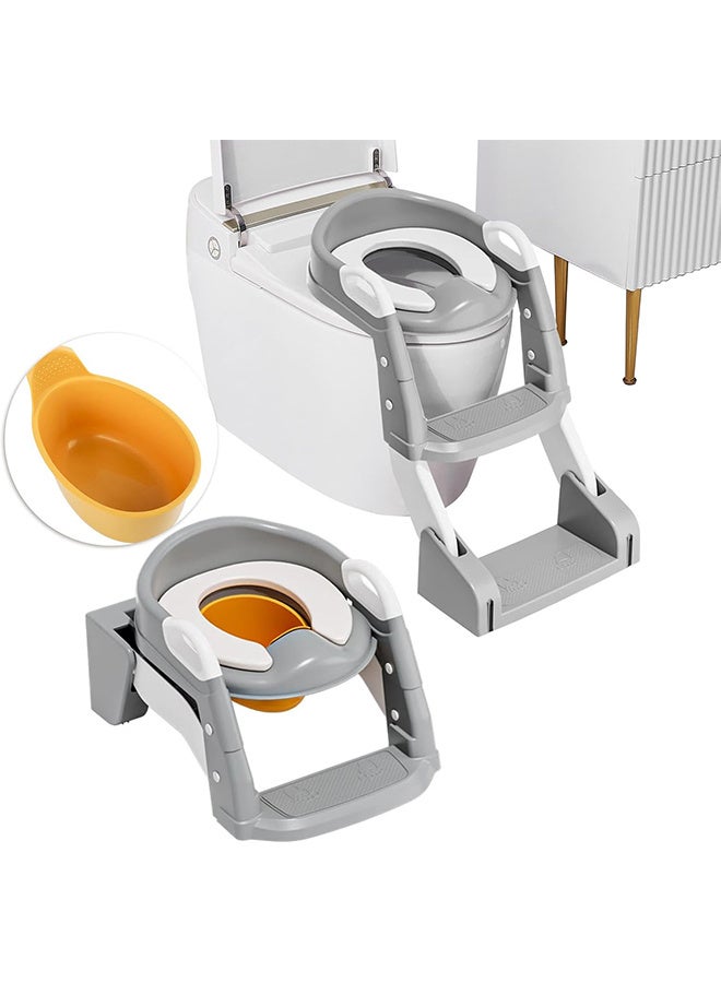 JOUDIYA Potty Training Seat, Kids 3-in-1 Toilet Training Seat Step Stool Ladder, Potty Chair with Anti-Slip Pads for Baby Toddler Boys Girls Potty Training Wash Up, Take Something - Image 1
