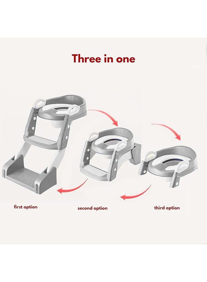 JOUDIYA Potty Training Seat, Kids 3-in-1 Toilet Training Seat Step Stool Ladder, Potty Chair with Anti-Slip Pads for Baby Toddler Boys Girls Potty Training Wash Up, Take Something - Image 2