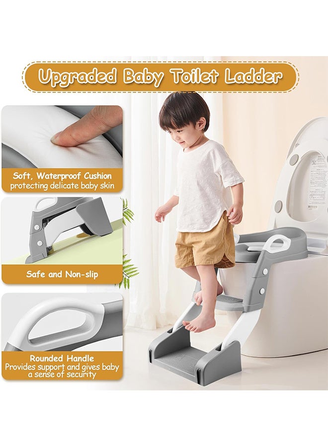 JOUDIYA Potty Training Seat, Kids 3-in-1 Toilet Training Seat Step Stool Ladder, Potty Chair with Anti-Slip Pads for Baby Toddler Boys Girls Potty Training Wash Up, Take Something - Image 4