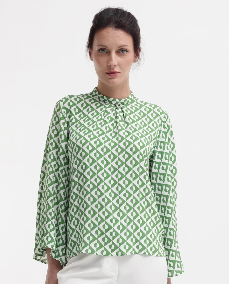 Rareism Women's Geometric Print Top