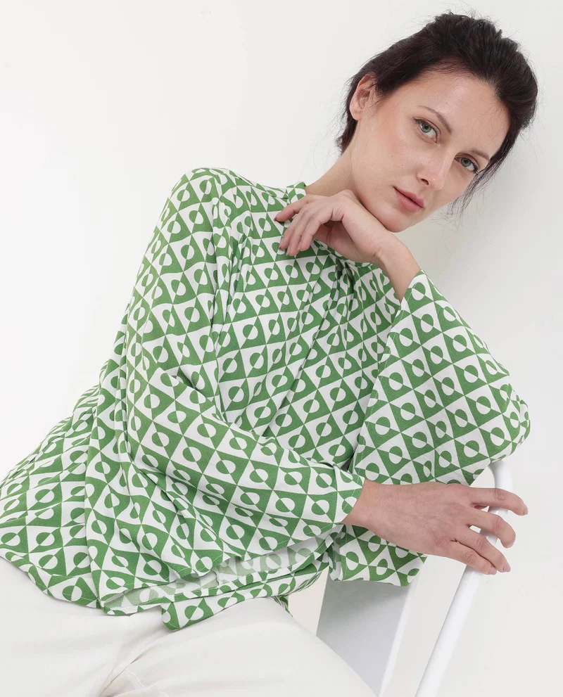 Rareism Women's Geometric Print Top