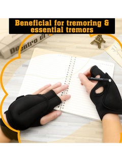 SYOSI 1 Pair Weighted Gloves for Tremors Weighted Utensils for Hand Tremors Hand Stop Adjustable Wrist Weights Glove with Holes for Tremors and Patients 2 x 1.1 lb, Each Glove  - Image 4