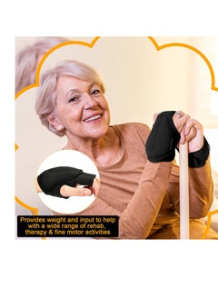 SYOSI 1 Pair Weighted Gloves for Tremors Weighted Utensils for Hand Tremors Hand Stop Adjustable Wrist Weights Glove with Holes for Tremors and Patients 2 x 1.1 lb, Each Glove  - Image 2