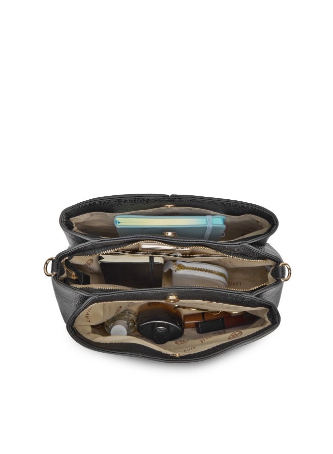 Lavie Luxe Women's Rumi 3 Compartment Satchel (Black) - Image 3