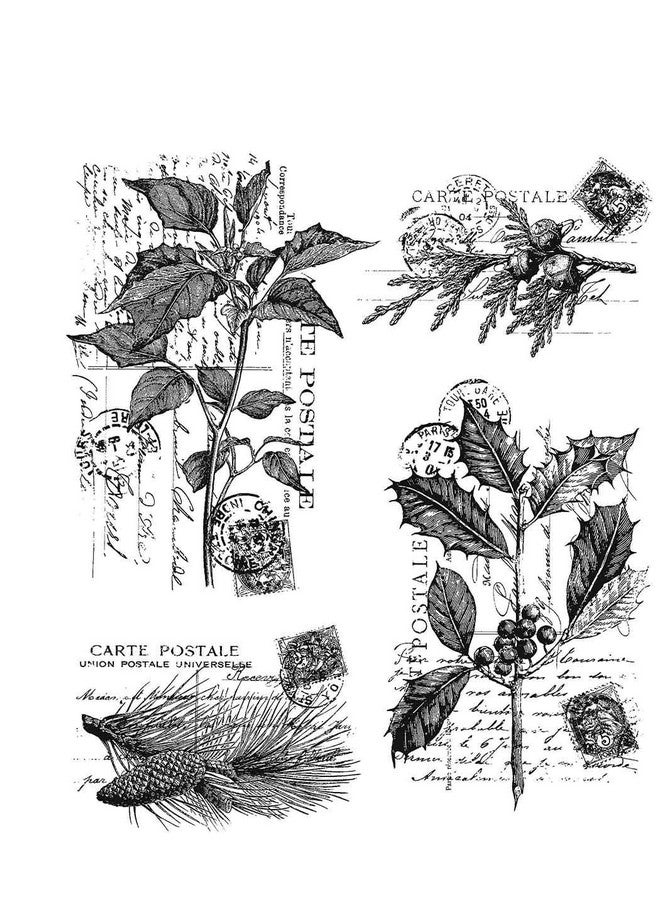 Ranger Ink - Tim Holtz Cling Stamps 7"X8.5"Festive Collage - Image 1