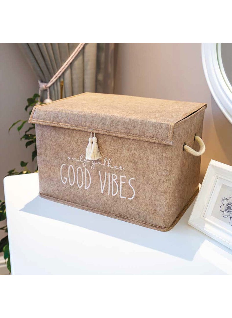 Faiend Felt Mini Box with Lid Foldable Storage Box Printed Multi-Purpose Box Basket with Lid 35*23*23  - Image 2