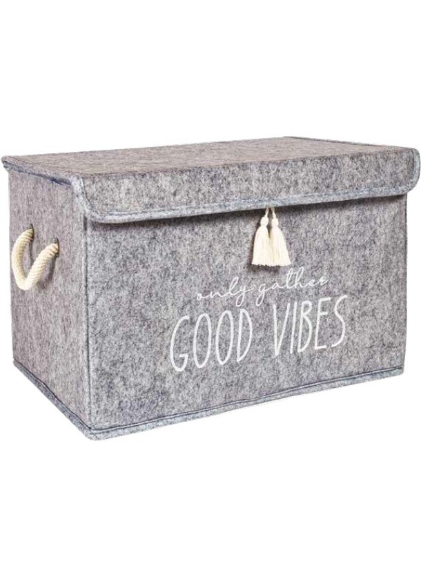 Faiend Felt Mini Box with Lid Foldable Storage Box Printed Multi-Purpose Box Basket with Lid 35*23*23  - Image 1