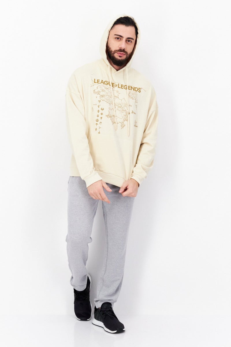 DIFUZED ليغ أوف ليجندز × ديفيوزد سترة هودي بأكمام طويلة للرجال، بيج - Image 2