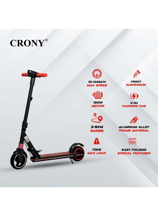 كروني سكوتر كهربائي للأطفال JL019 بشاشة LED، إطارات مقاس 7 بوصات، محرك 150 واط، بطارية 24V/2.5AH، سرعة 10–14 كم/س، مدى 3–5 كم، تصميم قابل للطي، خفيف الوزن وسهل الحمل، هيكل من الألمنيوم المتين بحمولة قصوى 70 كجم، إضاءة LED، وحامل هاتف، مناسب للأطفال من 6 إلى 12 سنة، مثالي للرحلات القصيرة واللعب اليومي والمغامرات الخارجية، باللون الأسود. - Image 3